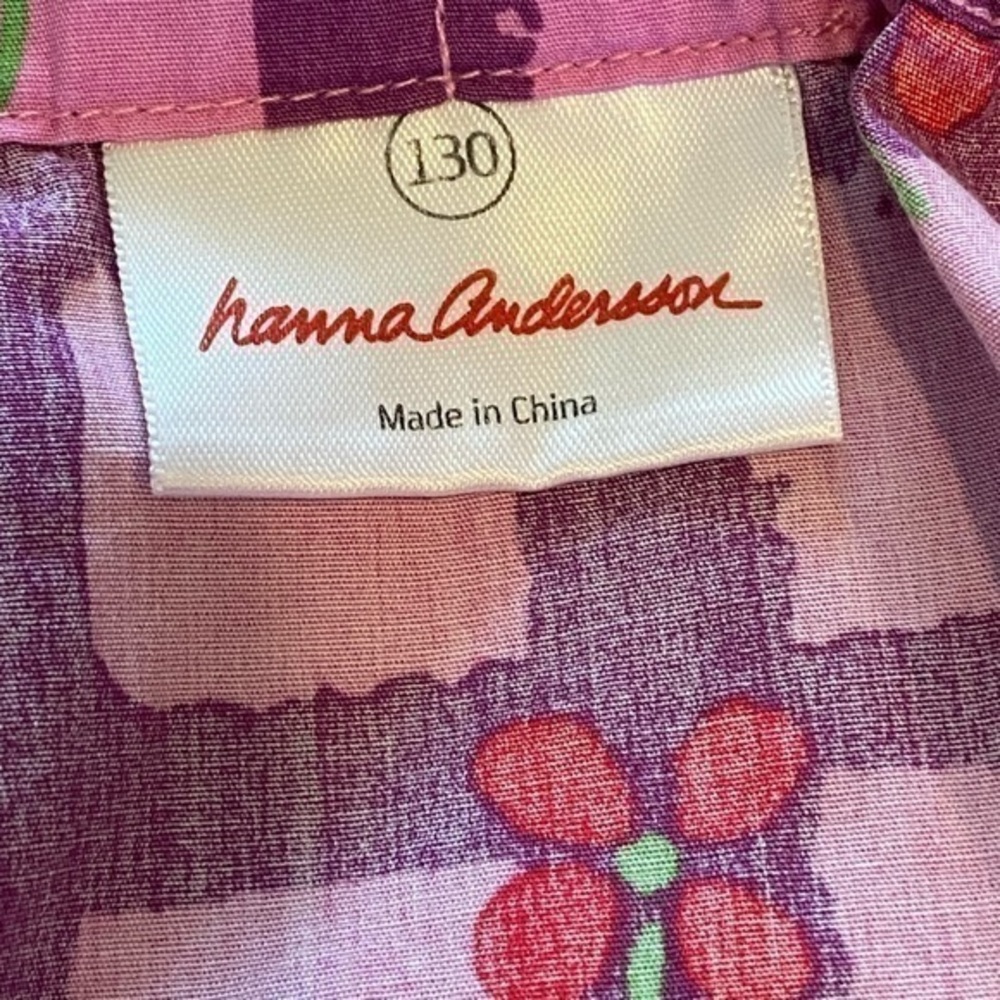 Hanna Andersson Size 8 Purple Ribbon Dress 130cm Sundress Summer Floral - Picture 2 of 4